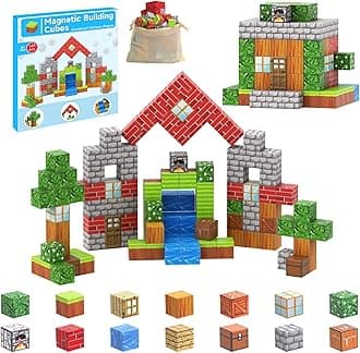 Magnetic Blocks-Build 110PCS Toys for Boys & Girls Age 6 7 8 9 10, Stacking Building Toys for Toddlers Fidget Cubes Sensory Toy for Kids(Jungle)