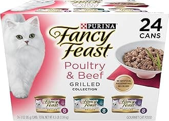 Purina Fancy Feast Grilled Wet Cat Food Poultry and Beef Collection Wet Cat Food Variety Pack - (Pack of 24) 3 oz. Cans