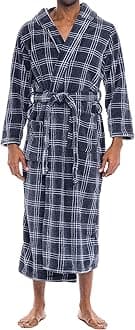 Alexander Del Rossa Mens Robe with Hood, Plush Fleece Hooded Mens Bathrobe, Big and Tall Bath Robes for Men