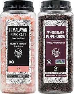 Himalayan Pink Salt 39 oz + Whole Black Peppercorns 18 oz, Coarse Grain, Kosher Salt for Grinder Refill, Salt and Pepper Grinder, Non-GMO Verified, Spice Seasoning Set for Cooking