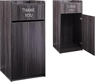 Restaurant Trash Can Cabinet, Commercial Trash Cans 40 Gallon Wooden Trash Can and Garbage Receptacle with Tray Holder, Door, Large Trash Bin for Restaurants, Cafeteria, Kitchen, Office, School, Gray
