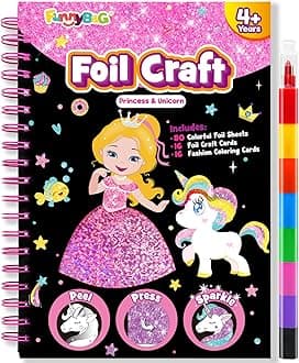 FUNNYB&G Foil Art Crafts for Kids Ages 4-8: Easter Basket Stuffers Essentials for Kids 2026, Easter Gifts for Girls, Crafts Supplies,Party Favors,Creative Toys for Girls 4 5 6 7 8 Years Old(Princess)