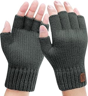 LADES Fingerless Gloves Thermal Winter Gloves Warm Knitted Half Finger Gloves Mittens for Men Women Typing Driving Working