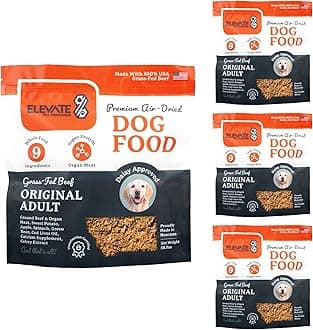 100% Human Grade Air Dried Dog Food - All Natural - USA Grass Fed Beef - Limited Ingredient - Grain Free - Dehydrated - Complete Meal or Topper Beef Flavor - 14.6 lb