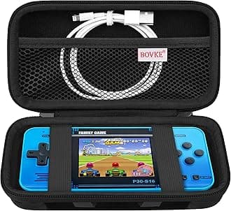 BOVKE Carrying Case for WELLST·G Handheld Game -Preloaded 220 Retro Video Games, Mini Arcade Electronic Storage Organizer, Extra Mesh Pocket fits Cable, Black Cube (Case Only)