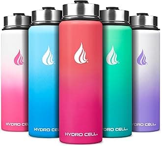 Stainless Steel Insulated Water Bottle with Straw - For Cold & Hot Drinks - Metal Vacuum Flask with Screw Cap and Modern Leakproof Sport Thermos for Adults (Coral/Punch 24oz)