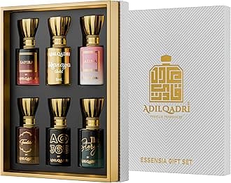 Adilqadri Essensia Luxury Attar Combo for Men & Women | Non-Alcoholic Long-Lasting Arabic French & Woody Notes | Roll-On Attar Parfum | Gift Hamper for Him & Her | Combo of 6 (5.5ml Each)