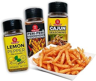 EL The Cook International Seasoning Combo - Peri Peri, Lemon Pepper & Cajun | Zero added Colours, Additives & Preservatives | Add to Popcorn, French fries, Pasta, Noodles, Chips, Chicken | 100% Vegetarian, 50g x 3 pack