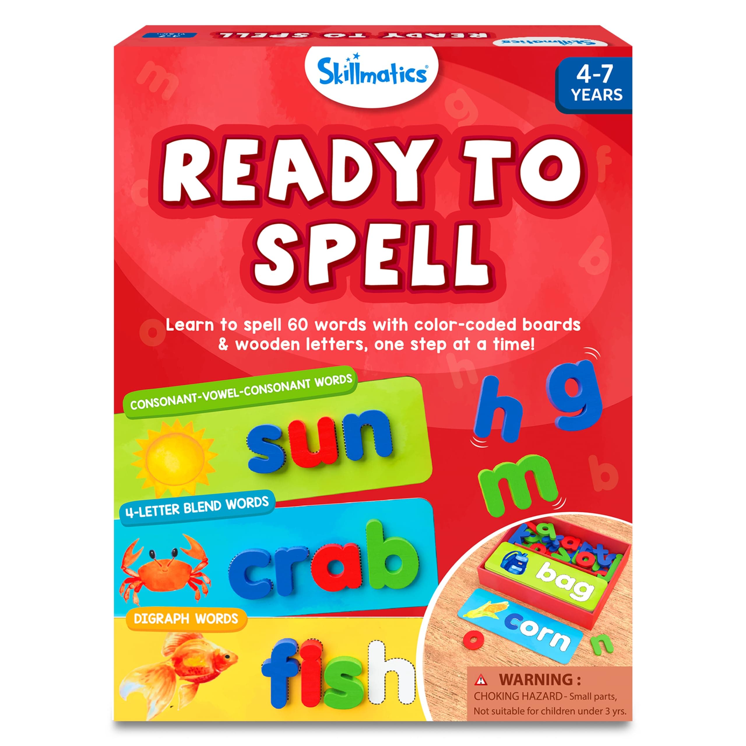 Skillmatics Preschool Learning Activity - Ready to Spell, Stage-based Learning to Improve Vocabulary & Spelling, Educational Toy, Gifts for Boys & Girls Ages 4, 5, 6, 7