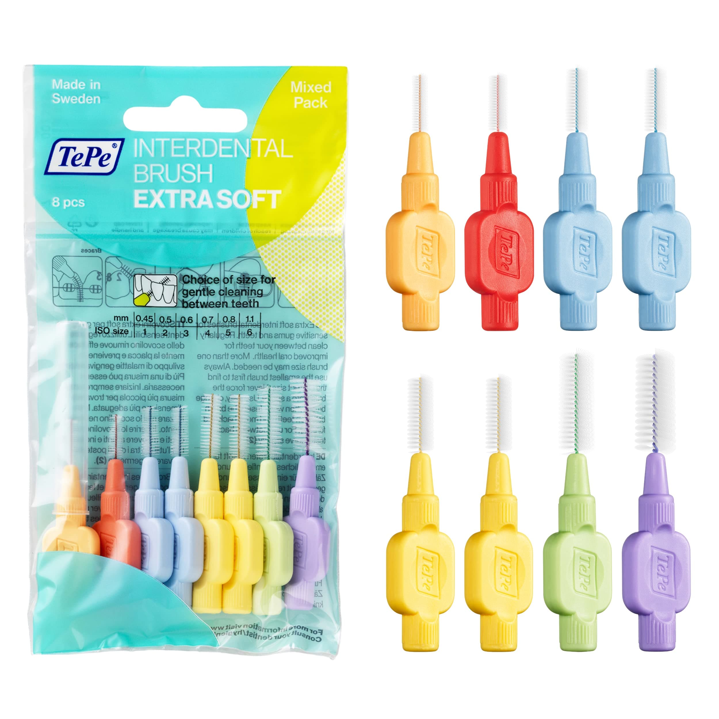 Interdental Brushes Extra Soft - Mixed Pack With Sizes 0.45-1.1Mm, Simple And Effective Cleaning Of Interdental Spaces, 1 X 8 Brushes 8