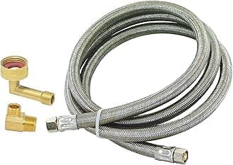 Eastman 41041 Braided Stainless Steel Dishwasher Connector with 3/8 inch Comp, 5 Ft Length