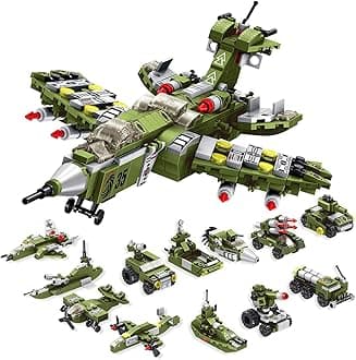 STEM Building Block Toys, 576PCS Military Engineering Building Bricks Toy for Kids, 25-in-1 Army Destroyer Fighter Tank Playset Construction Kits, Idea Toy Gifts for Age 6 7 8 9 10+ Years Old