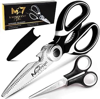 Magnificent Kitchen Scissors, Heavy Duty Kitchen Scissors with Safety Cover and Extra Gift, Soft Grip and Multifunctional Scissors, Meat and Poultry Cutting, Herb Cutting