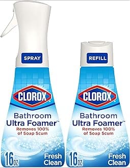 Bathroom Ultra Foamer, Household Essentials, Fresh Clean, 1 Spray and 1 Refill, 16 Fl Oz Each (Package May Vary)