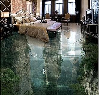 Wall Mural Wallpaper 144 x 100 inch (Width x Height) Custom Photo 3D Flooring Mural self - Adhesion Picture Wall Sticker Fairyland Peak Cliff Painting 3D Room murals Wallpaper