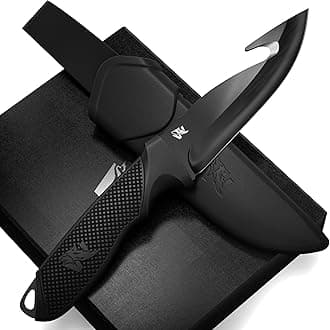ODENWOLF HUNTER 2 - Tactical Hunting Knife with Gut Hook - Deer SkinningKnife for Hunting - Knife Fixed Blade with Sheath - Field Dressing Knive with Gutting Hook - Survival Knife with Sheath