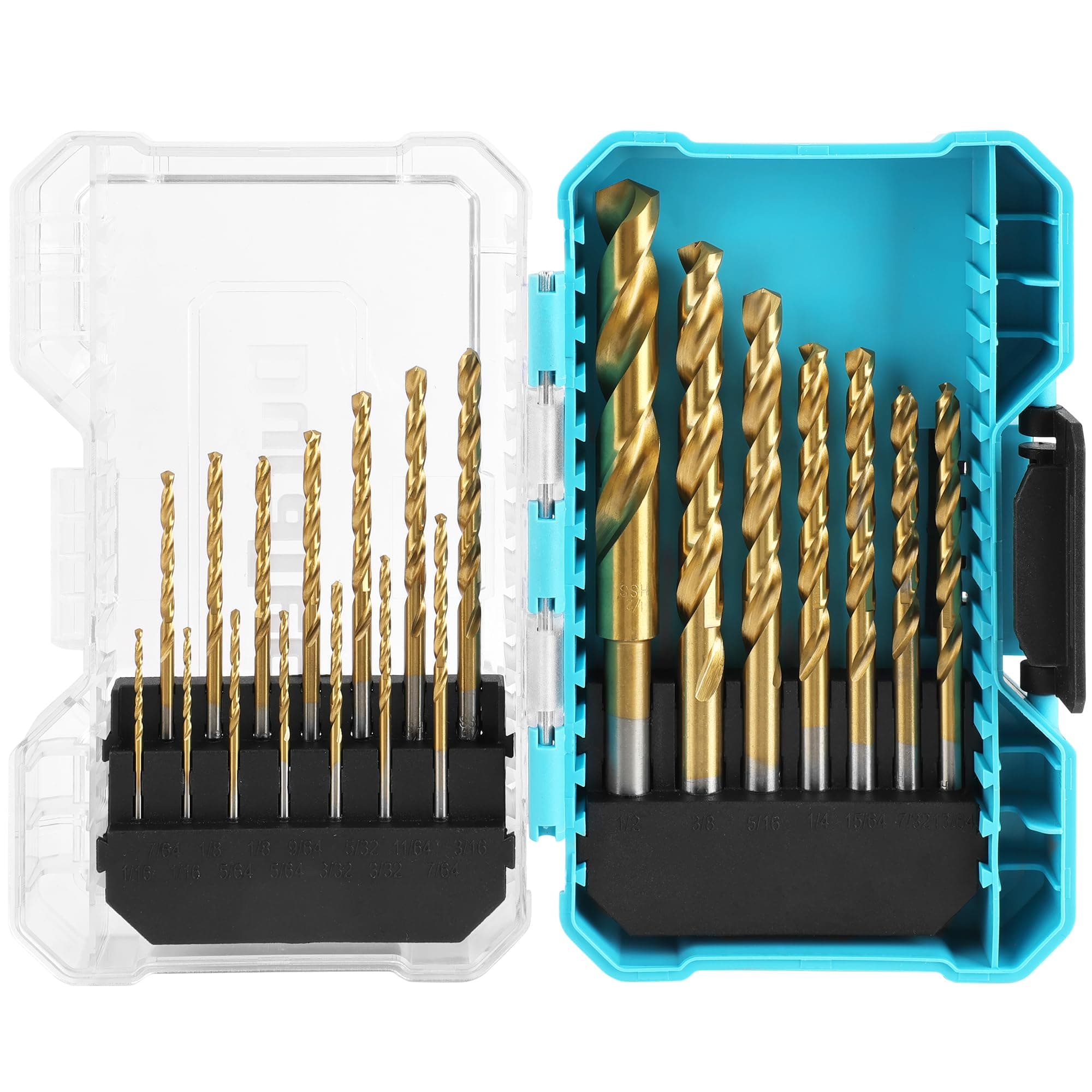 DURATECH Drill Bit Set, 21PCS Titanium Impact Twist Drill Bit Set with Tough Case, HSS Twist Drill Bits Kit for Soft Metal, Wood, PVC (1/16" - 1/2")