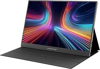 Packard Bell 15.6" Portable FHD 1080P Monitor – Ultra-Slim IPS Display with USB-C & HDMI, Smart Cover & Speakers, HDR, Plug & Play – Ideal External Monitor for Laptop, PC, Phone, and Mac