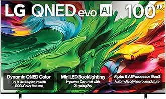 100-Inch Class QNED evo AI QNED85A Series Mini LED 4K Smart TV w/AI Picture, AI Sound, HDR10, AI Super Upscaling 4K, Filmmaker Mode, Wow Orchestra, Alexa Built-in (100QNED85AU, 2025)