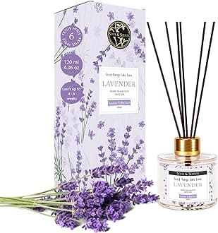Soul & Scents Lavender Scented 4.06 oz (120ml) Reed Diffuser Set with 6 Fiber Sticks for Room Decor | Home Fragrance Reed Diffuser | Air Freshners for Home