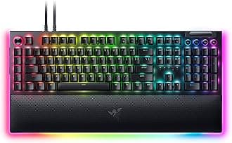 BlackWidow V4 Pro Wired Mechanical Gaming Keyboard: Yellow Switches Linear & Silent - Doubleshot ABS Keycaps - Command Dial - Chroma RGB - Magnetic Wrist Rest - Snap Tap