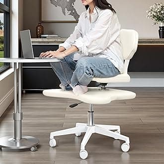 Cross Legged Office Chair with Wheels, Criss Desk Home Meditation, Yoga ADHD Ergonomic Kneeling with Lumbar Support and Adjustable Height Stool