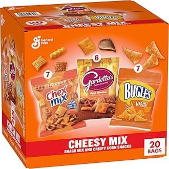 Cheesy Mix Variety Pack Snacks, Chex Mix Cheddar, Bugles Nacho Cheese, Gardetto's Aged Cheddar, 20 Ct, 28.875 oz