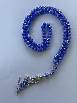 Crystal 99 Prayer Misbah Rosary Islamic Beads Counter Spiritual Large (Azure Blue)