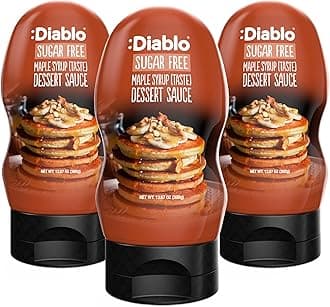 Diablo Sugar Free Dessert Sauce - Gluten-Free Syrup, Drizzle Sweetener, Keto Friendly Flavoring Topping, Perfect for Gifting, No Added Sugar - Maple Syrup, 390g, 13.67oz - 3 Pack