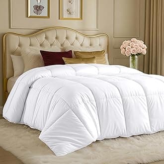 4.5 tog Queen Size Duvet with Corner Tabs, Microfiber Soft Breathable Duvet, Box Stitched All Year Round (Queen, White)