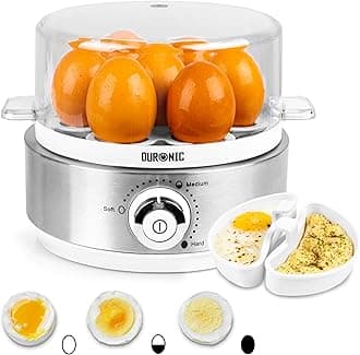 Duronic Electric Egg Boiler EB40 WE Steamer for Eggs 400W Automatic Egg Boiler Electronic Omelette Maker Poacher for 7 Soft, Medium & Hard Boiled Eggs