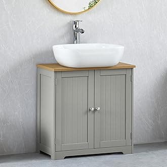 Bath Vida Priano Under Sink Bathroom Cabinet Floor Standing Storage Cupboard Basin Unit, Grey & Oak