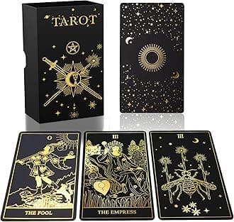 ACELION Original Tarot Card Set with Guide, 78 Pieces of Tarot Cards with Gold foil on The Surface， Fortune-Telling Game, Tarot for Beginners