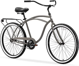 Around The Block Men's Beach Cruiser Bike, Hybrid Bicycle with Rear Rack, Multiple Speed and Color Options