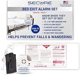 Bed Exit Alarm Set for Fall Prevention / Management - Set Includes Patient Alarm Monitor, Alarm Holder, 30cm x 80cm Antimicrobial Bed Sensor Pad