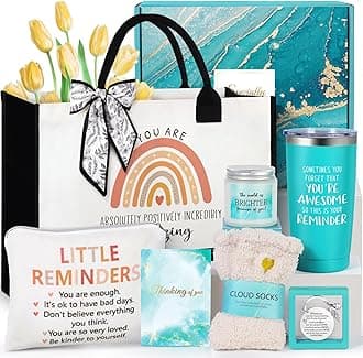 Suhctuptx Inspirational Gifts for Women, Motivational Gifts Encouragement Get Well Basket Cheer Up Christmas Birthday Gift with Positive Reminders Tote Bag for Her Sister Best Friend Coworker