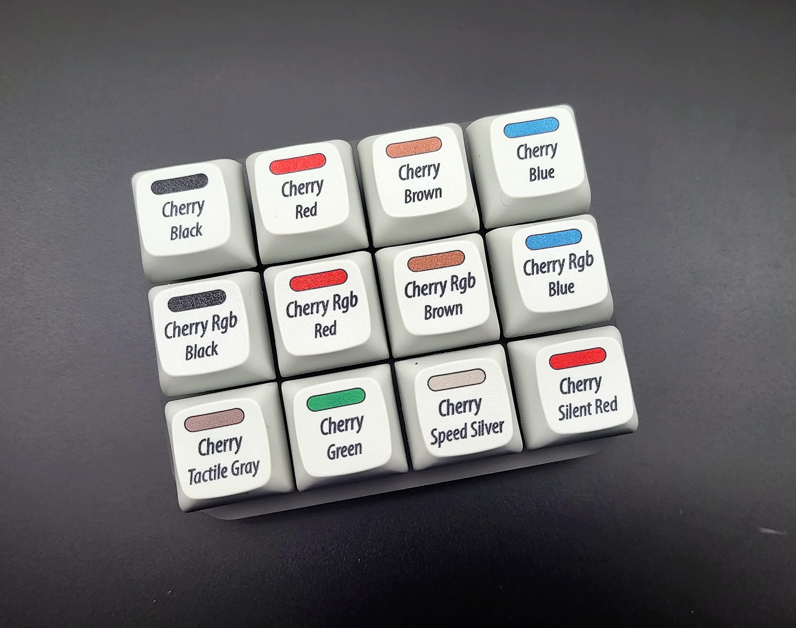 Cherry MX Switch Tester Sampler 12-Key Mechanical Keyboards Testing Tool with Printed PBT Keycaps
