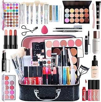 FantasyDay All-in-one Holiday Make up Gift Set | Makeup Kit for Women Full Kit Essential Starter Bundle Include Eyeshadow Palette Lipstick Blush Foundation Concealer Face Powder Mascara Lipgloss Brush