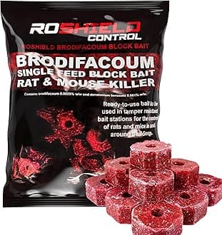 ROSHIELD Brodifacoum 300g (15x20) Maximum Strength Rat Poisoning, Mouse Poisoning, Single-Feed Fast Acting Rat & Mouse Killer, Rat Poison Block Bait - All Weather Bait Station Refill Packs