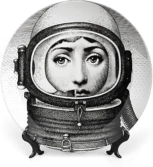 Lina Cavalieri Plate, Fornase Decorative Plate Face Makeup Plate Wall Hanging Decoration,Including Bracket and Special Spring Hook,Style-8,7inch