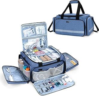 Trunab First Responder Bag Empty, Professional Medical Supplies Bag First Aid Kits Bag with Inner Dividers for Home Health Nurse, Community Care, EMT, EMS, Bag Only, Blue - Patented Design