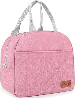 Lunch Bag Lunch Box for Women & Men, Large Capacity Insulated Lunch Bag for Adult, Leakproof Reusable Lunch Tote Bags for Work/Office/Travel/Picnic (Pink)