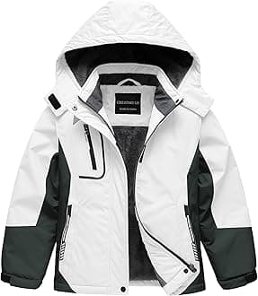 CREATMO US Girl's Waterproof Ski Jacket Warm Winter Snow Coat Windproof Snowboarding Rain Jacket