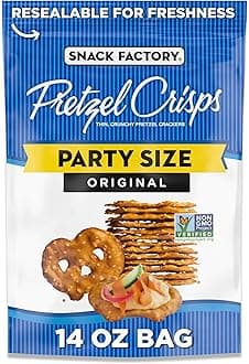 Snack Factory Original Pretzel Crisps, Non-GMO, 14 oz Party Size Bag