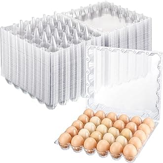 Zubebe 200 Pieces Clear Egg Cartons Plastic Egg Cartons Bulk Empty Chicken Egg Tray Holds Securely Clear Blank Egg Cartons for Chicken Farm Business Market Home Refrigerator Storage(5 x 6 Grids)