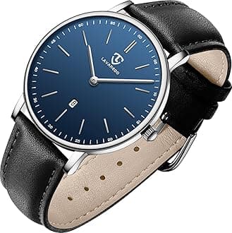 Mens Watches, Minimalist Fashion Simple Wrist Watch for Men Analog Date with Leather Strap