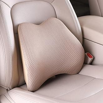 TISHIJIE Memory Foam Lumbar Support Pillow for Car - Back Support for Car Seat (Beige)