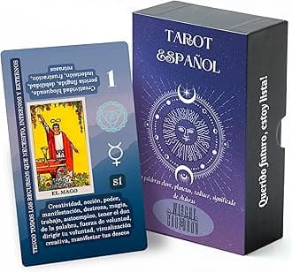 Witchy Cauldron Spanish Learning Tarot Card for Beginners with Meanings on Them - Training Beginner Tarot for Tarot Learners Including Chakra, Planet, Zodiac, Element, Yes or No.