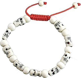 Tibetan Mala Carved Yak Bone Skull Wrist Mala/ Bracelet for Meditation BM-24