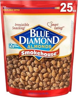 Blue Diamond Almonds, Smokehouse Flavored Snack Nuts, Plant-Based Protein and Fiber Snacks, Gluten Free Iconic Flavor Salty Nuts, Great for Events, Holidays, Parties, 25 Oz Resealable Bag (Pack of 1)